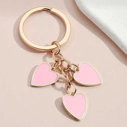 Keychains Lanyards Cute Love Keychain Colorful Heart Key Ring Y2K Chains Valentines Day Gifts For Women Girls Handbag Accessorie DIY Jewelry Q240403