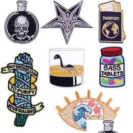 Sewing Notions & Tools Iron On Es Evil Eye Great Waves Embroidered Applique Sew Badge Diy Accessories For Vest Jackets Clothes Hats D Dhlyh
