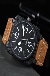 Luxury top brand men039s mechanical watch Fashion sports three needle square stainless steel case leather watch3273108