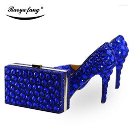 Dress Shoes Royal Blue Cyrstal Wedding With Matching Bags Woman And Purse Womens Pumps High Heel Platform