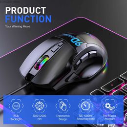 Mice 12000 DPI Macro RGB Gaming Mouse 9 Programmable Key Gaming Mouse RGB Light Max to 6 levels for PC Mac Gun Pubg Laptop Y240407