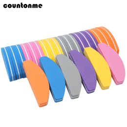 Tools 50pcs Mini Nail Files Sponge Multicolor Nail Buffer 100/180 Half Moon Sandpaper Polisher Manicure Glitter Salon Nail Art Tools