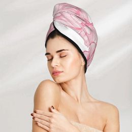 Towel Magic Microfiber Shower Cap Pink Roses Bath Hat Dry Hair Quick Drying Soft Lady Turban Head