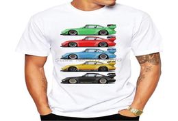 Men039s TShirts Funny Rainbow RWB Car Print TShirt Vintage Summer Men Short Sleeve Old 993 Hypercars Classic White Casual Top7690368