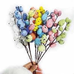 Decorative Flowers Artificial Easter Flower 3pcs Foam Egg Decor Spring Floral Stems Speckled Twig Branches For