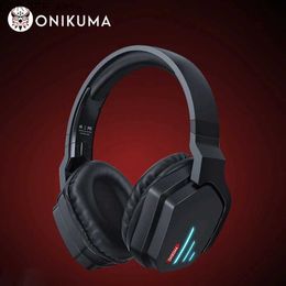 Cell Phone Earphones ONIKUMA Professional Gaming Headphones Bluetooth-Compatible Headphones with LED Light Foldable Headset Gamer Earphones For PC Y240407