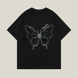 Men's T-Shirts Mens t-shirts Hip Hop T Shirt Women Harajuku graphics oversized Butterfly Print Tees Tops harajuku graphic tshirts emo H240407