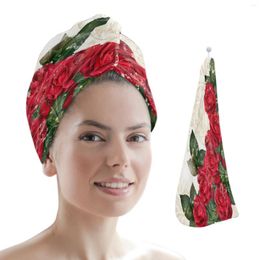 Towel Classic Red Rose Microfiber Dry Hair Quick Drying Cap Absorbent Shower Head Wrap Bathing Tools