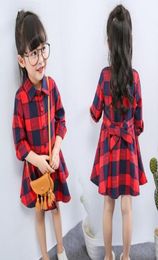 Spring Baby girls dress kids children clothing Plaid red long sleeve princess girl dresses 27T sylvia 5608350747347944648