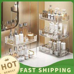 Racks 2023 Transparent Bathroom Organiser Shelf Acrylic Makeup Storage Rack Skincare Cosmetic Liptick Holder Free Shipping