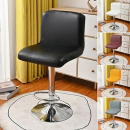 Chair Covers Leather High Stool Short Back Elastic Cover For Kitchen Home El Waterproof Pu Fabric Stretch Bar Dining Seat