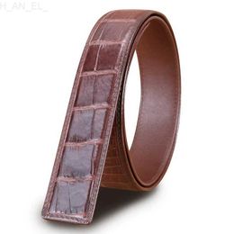 Belts 2023 New Luxury Crocodile Mens Business Belt Non Spliced Smooth Buckle Leather Plate BuckleC240407