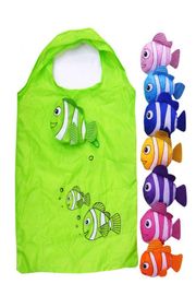 Creative clownfish Shopping Bag Reusable Folding Women Large Capacity Nylon Bag Fashion Fold Portable Storage Handbag LJJA3596132187525