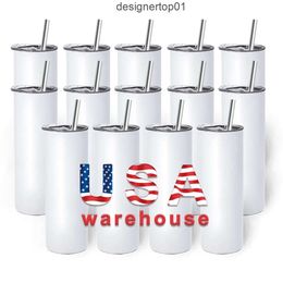 Stanleliness 25pcs/Carton 20oz Sublimation Blanks Tumblers Straight Slim Double Walled Vacauun Stainless Steel Car Mugs Water Bottles Christmas Gifts RW16