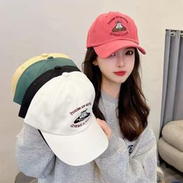 Ball Caps Letter Cartoon Bear Embroidered Baseball Hat Female Spring And Autumn Korean Version 2024 Fashion Cap Male