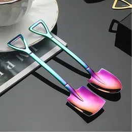 Coffee Scoops 10 Pcs Creative Personality Stainless Steel Retro Iron Shovel Spoon Tea Home Restaurant Dessert Cutlery Set