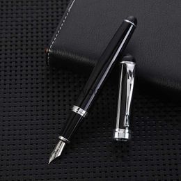 Fountain Pens New Black Business Metal Pen Laser Company Signature Student Practise Office Stationery H240423