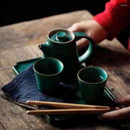 Teaware Sets Retro Tea Set Household Home Ceramic One Teapot Two Teacups Outdoor Portable Small Japanese Simple