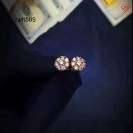 Designer Jewelry Hip Hop Luxury Earring Silver 925 14K Rose Gold Plated Cluster Flower Iced Out Moissanite Earrings