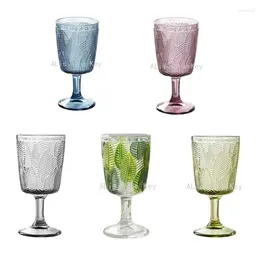 Wine Glasses Classic Retro Relief 300-400ml Goblet Leaf Pattern Red Brandy Iced Coffee Cup Fashion Family Festival Memorial Drinkware