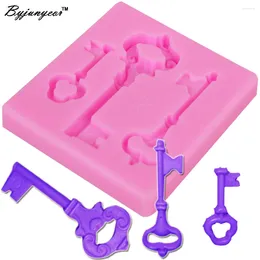 Baking Moulds M357 3D Vintage Key Epoxy UV Resin Silicone Mould Cake Decorating Tools Fondant Cupcake Cooking