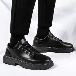 Casual Shoes 2024 Spring Business Black Leather For Men Low Top Young Fashion