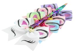 Baby Girl Unicorn Hairbands 12 Design Bow Printed Sequins Kids Headwear Baby Headbands Girls Hair Ring 076548775