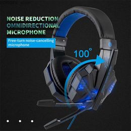 Cell Phone Earphones Stereo Gaming Headset Deep Bass Computer Game Headphones Earphone with LED Light Microphone Noise Cancelling for PC Laptop Y240407