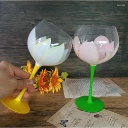 Wine Glasses 2Pcs Hand-Painted Glass Goblet Retro Tulip Crystal Champagne Cocktail Home Party Drinkware Tabletop Decor 650ml
