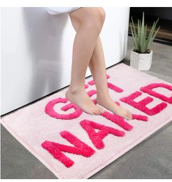 Mats Flocking Microfiber English Letter Floor Mats Rugs for Bathroom Get Naked Nonslip Bathtub Foot Mat Entrance Door Absorbent Pad