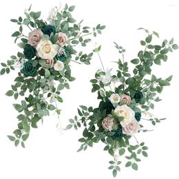 Decorative Flowers 2Pcs Artificial Floral Swags Arch Decor DIY Wall Table Centerpieces Arrangements For Rustic Wedding Ceremony