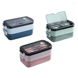 Dinnerware Boxes Double Layers Stainless Steel Material Lunch Bento Storage Container For Office Outdoor Use