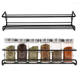 Kitchen Storage Organizer Rack Spices Shelf Accessories Set Wall-mounted Punch-free Metal