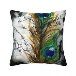 Pillow Abstract Watercolour Peacock Feather Throw Ornamental Pillows Sofa Cover Luxury Covers