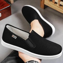 Casual Shoes Men Shallow Mouth Canvas Round Toe Flats Lightweight Sneakers Spring Autumn Walking Comfort Slip On Driving Loafers