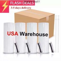 Stanleiness US CA Warehouse 25pcsCarton 20oz Sublimation Tumblers Straight Blanks White 304 Stainless Steel Vacuum Insulated Slim DIY Cup Car Coffee Mugs Par 7PPI