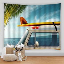 Tapestries Seaside Sunny Landscape Tapestry Wall Hanging Tropical Palm Tree Leaves Yoga Beach Towel/Mat Bohemian Decor For Home