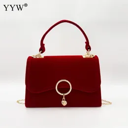 Evening Bags Wedding Clutch Purses Handbag For Women Red Velour Shoulder Bag Luxury Dating Party Clutches Chains Crossbody