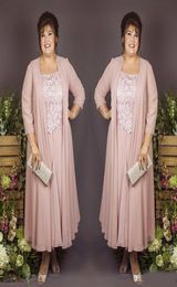 Plus Size Mother of the Bride Dresses with Jacket Cheap Chiffon A Line Lace Evening Gowns Knee Length Wedding Guest Dress 7802948