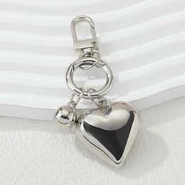 Keychains Lanyards Fashion Alloy Big Hearts Little Ball Key Rings For Women Men Friendship Gift Handbag Decoration Handmade Jewellery Q240403