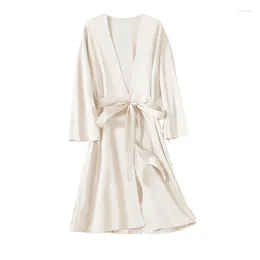 Home Clothing Beige Bridal Wedding Dressing Gown Women Solid Satin Robe Silky Kimono Bathrobe Summer Nightgown Sexy Nightwear Loungewear