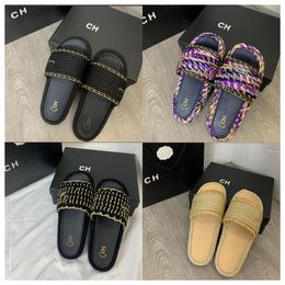 Summer designer sandals 2024 new women's round head platform slippers Fragrant home brand all handcrafted casual woven twine beach flip-flops high quality shoes