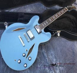 China electric guitar OEM shop electric guitar hollow jazz guitar Metallic blue Colour can be customi8411687