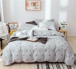 Bedding Sets Cotton Set Comforter Bed Printed White Pillowcases Duvet Cover Sheet Little Cactus