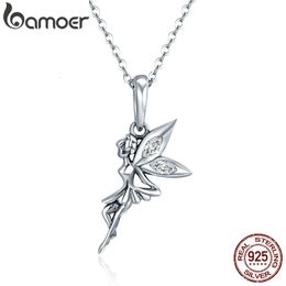 100% 925 Sterling Silver Flower Fairy Pendant Long Chain Necklace for Women Birthday Gift Fine Jewelry SCC359 240407