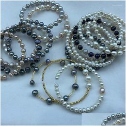 Beaded Strand Wholesale 25 Pcs Mixed Style Genuine Pearl Bracelets For Drop Delivery Jewellery Dhofm