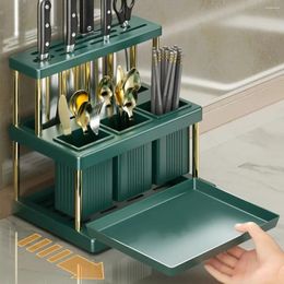 Kitchen Storage Cutlery Holder Space Saving Countertop Spoon Fork Chopstick Flatware Organizer Multifunctional Utensil Drainer Rack