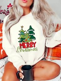 Women's Hoodies Christmas Holiday Pullovers Fashion Ladies Clothing Women Tree Lovely Festival Trend Graphic Year Clothes Print Sweatshirts