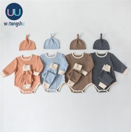 Infant Clothing For Baby Girls Clothes Set New Autumn Winter Newborn Baby Boy Clothes Rompers Pants Hat Outfits Baby Costume 201025965031