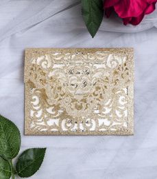 New Arrival Gold Glitter Laser Cut Invitations Cards For Wedding Bridal Shower Engagement Birthday Graduation Business Party Invit1167541